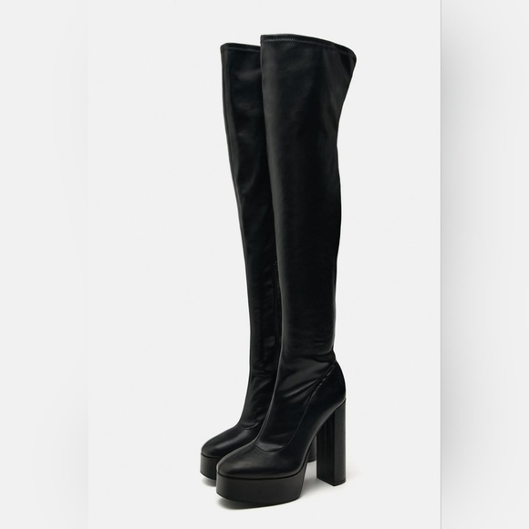 ZARA LIMITED EDITION OVER THE KNEE PLATFORM BOOTS